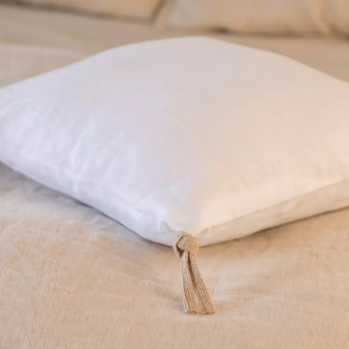 Cuscino quadrato lino lavato (45 cm) Louise Bianco