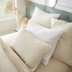 Cuscino rettangolare in garza di cotone (40 x 60 cm) Gaïa vichy Beige