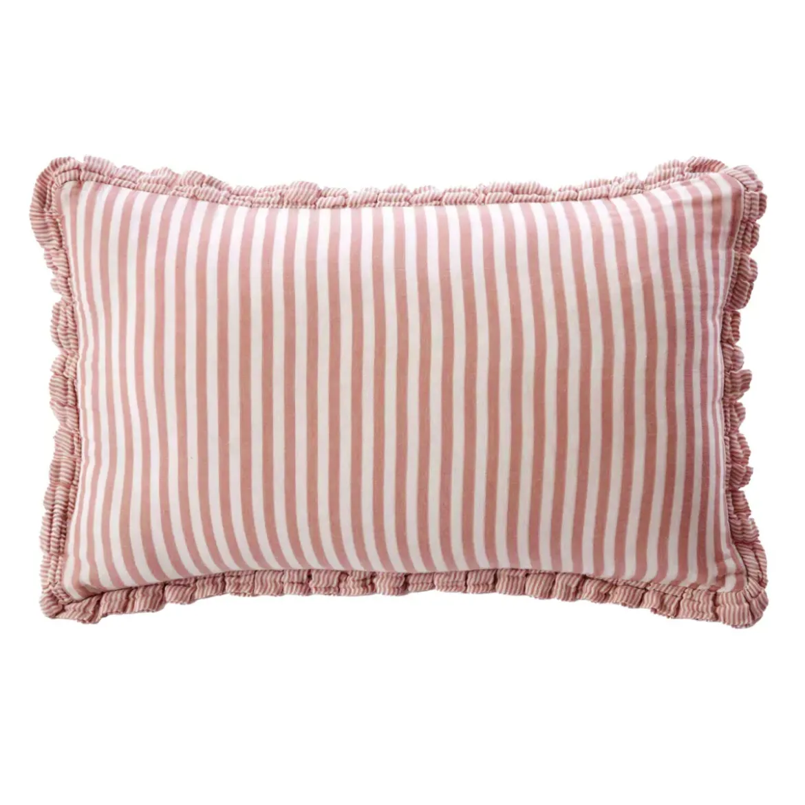 Cuscino rettangolare in garza di cotone (40 x 60 cm) Gaïa a righe Albicocca