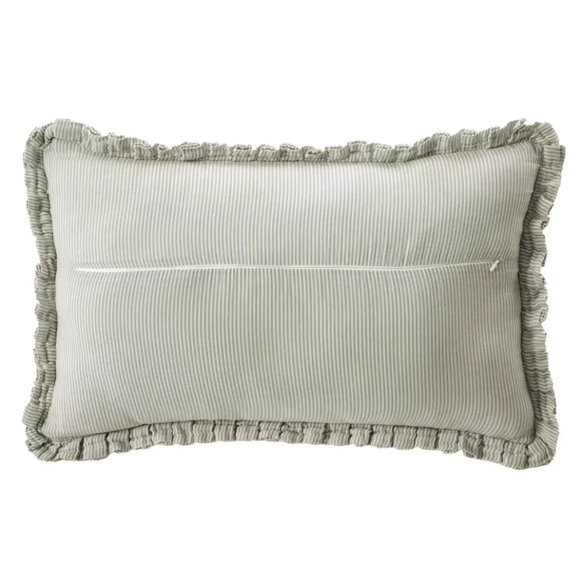 Cuscino rettangolare in garza di cotone (40 x 60 cm) Gaïa a righe Verde eucalipto