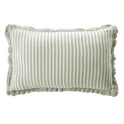 Cuscino rettangolare in garza di cotone (40 x 60 cm) Gaïa a righe Verde eucalipto
