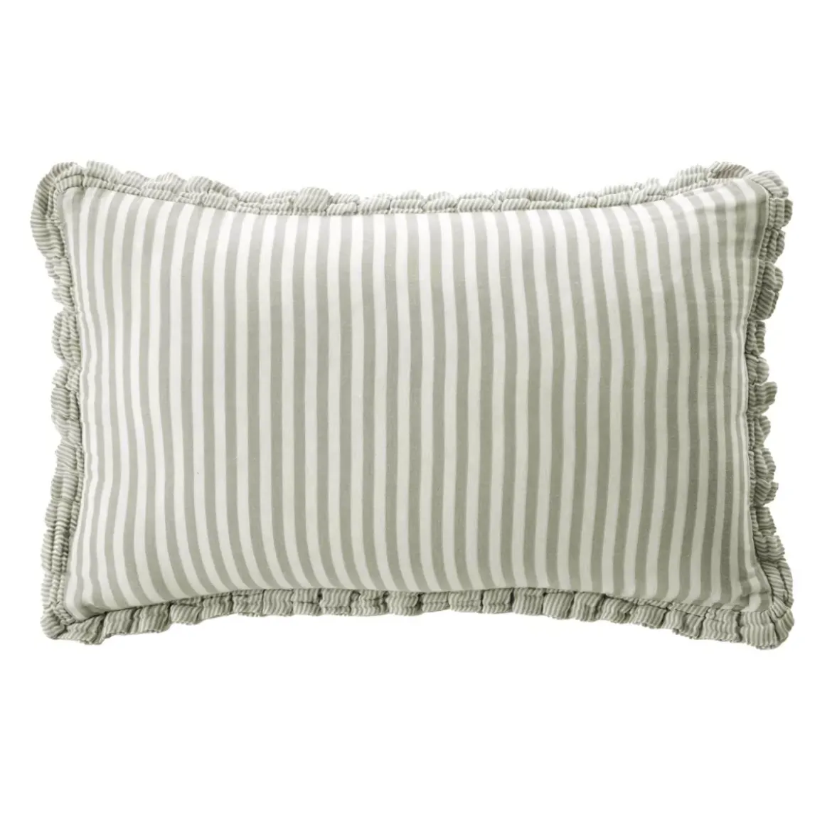 Cuscino rettangolare in garza di cotone (40 x 60 cm) Gaïa a righe Verde eucalipto