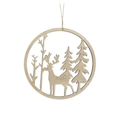 Decorazione da appendere di Natale (D30 cm) Legno chiaro di natura originale