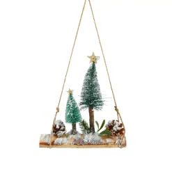 Decorazione da appendere in legno (H28 cm) Foresta innevata, Naturale
