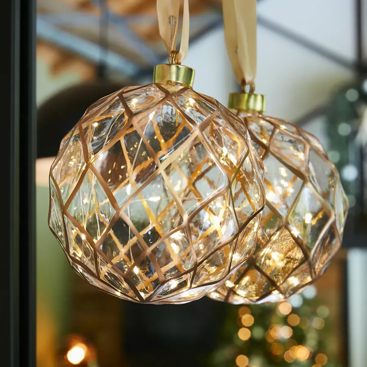 Decorazione da appendere luminosa a pile 30 LED (D14 cm) Vintage Oro/bianco caldo