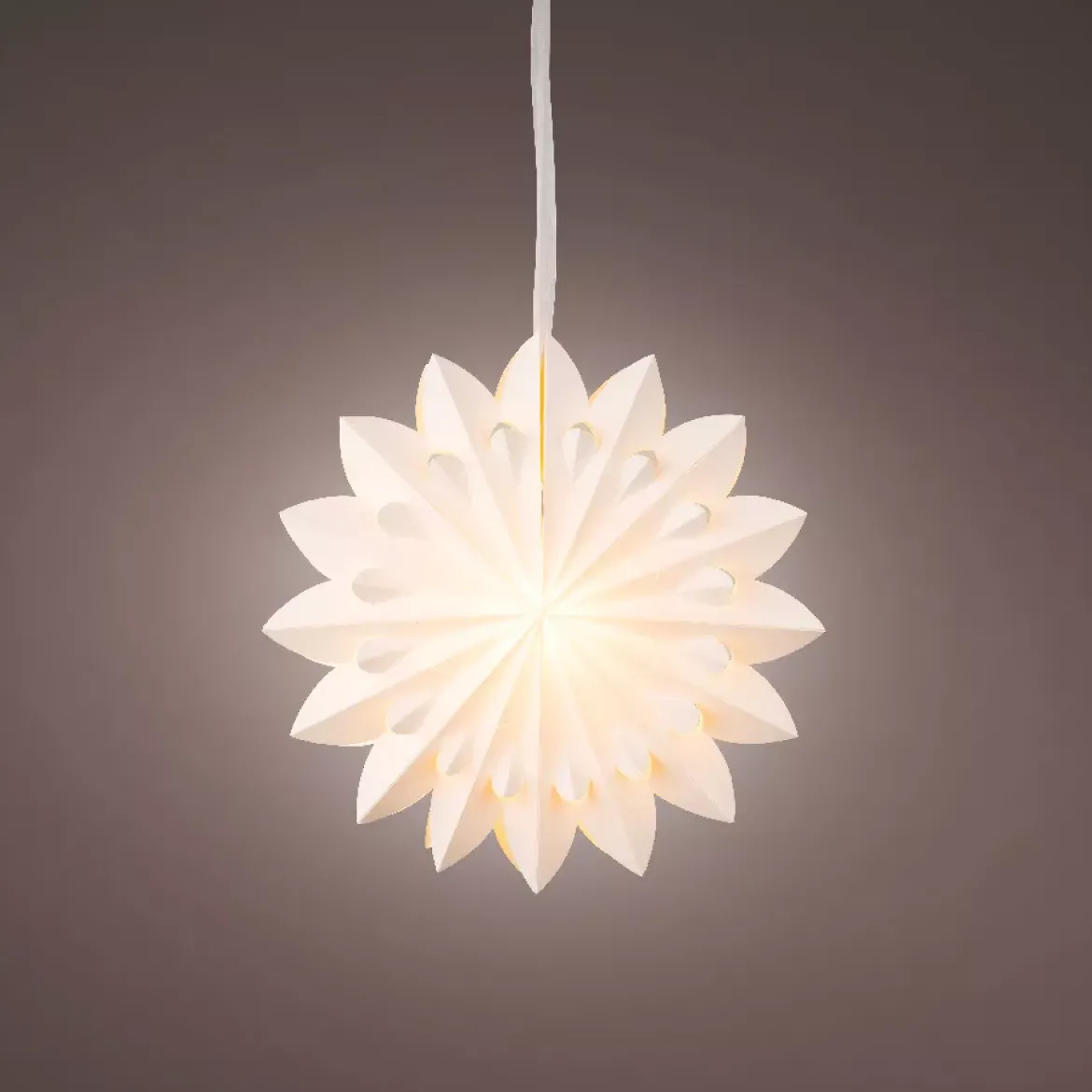 Decorazione da appendere luminosa in carta LED (D40 cm) Origami Floralia Bianco