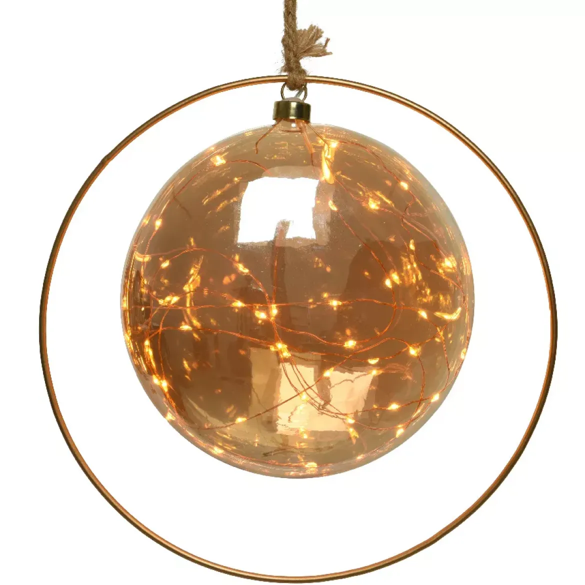 Decorazione da appendere luminosa a pile 30 LED (D20 cm) Luna d'Inverno Ambra/bianco caldo