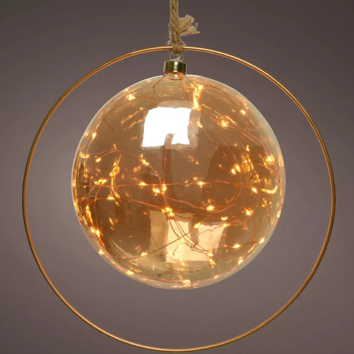 Decorazione da appendere luminosa a pile 30 LED (D20 cm) Luna d'Inverno Ambra/bianco caldo