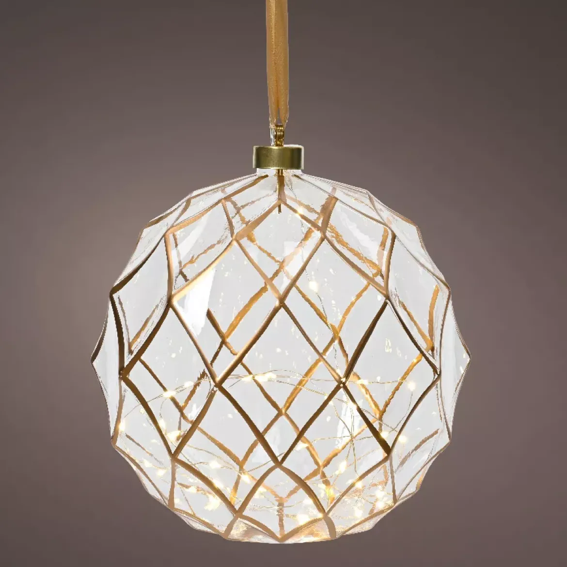 Decorazione da appendere luminosa a pile 40 LED (D20 cm) Vintage Oro/bianco caldo