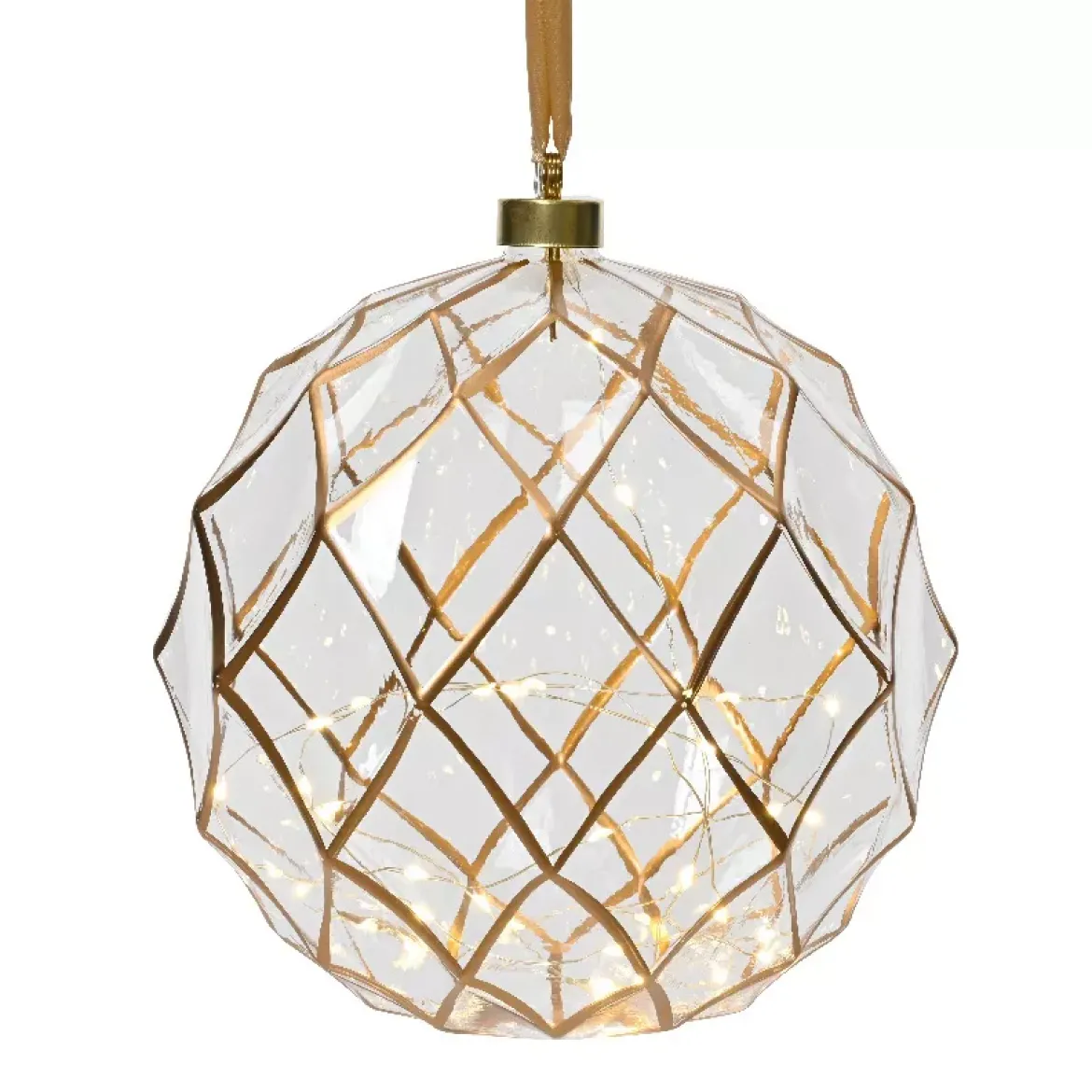 Decorazione da appendere luminosa a pile 40 LED (D20 cm) Vintage Oro/bianco caldo