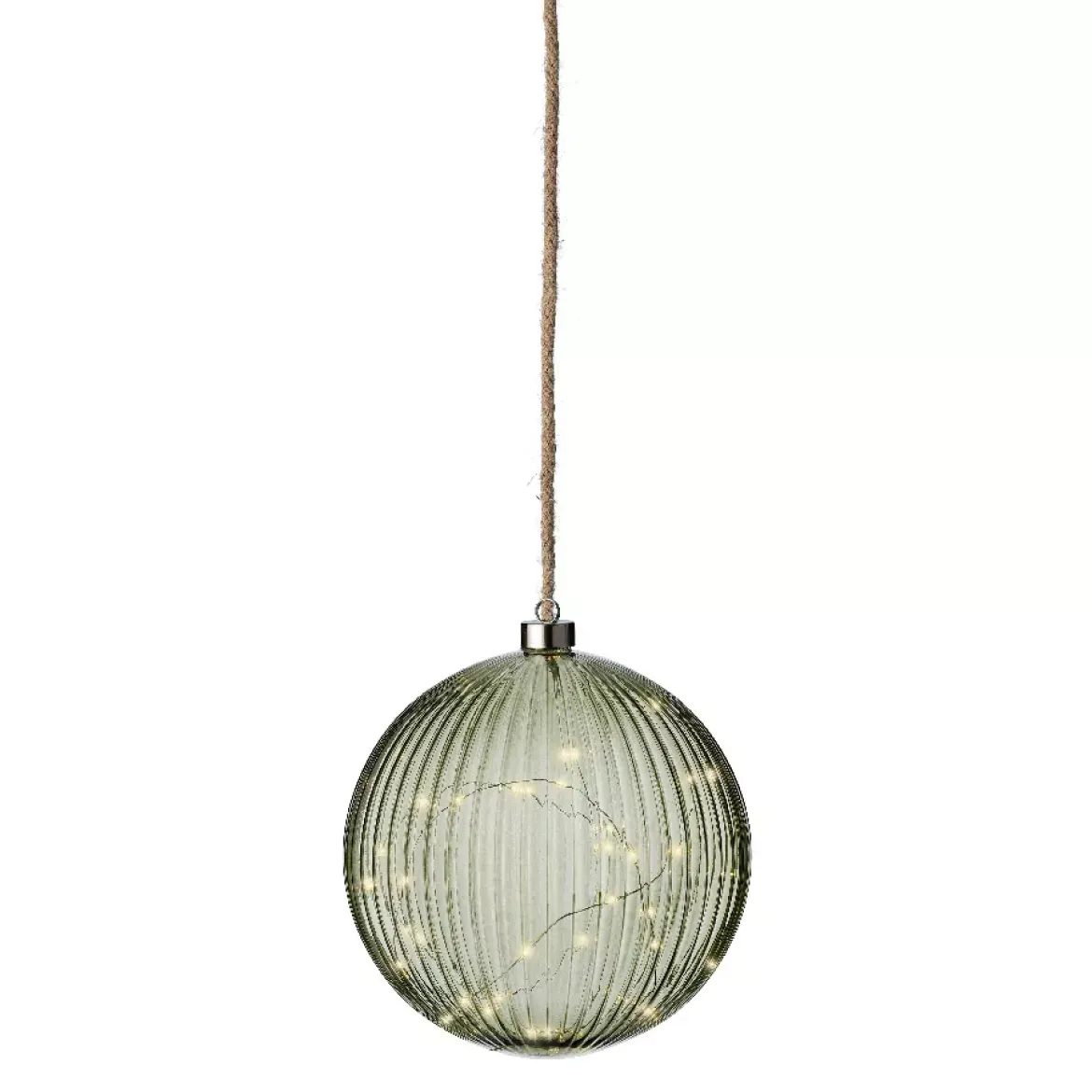 Decorazione da appendere luminosa a pile 40 LED (D20 cm) Vintage Verde tè / bianco caldo
