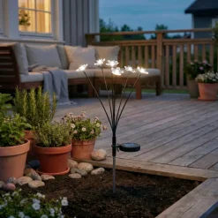 Decorazione luminosa Solare da infilare nel terreno (H70 cm) Flowers Bianco caldo