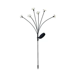 Decorazione luminosa Solare da infilare nel terreno (H70 cm) Flowers Bianco caldo