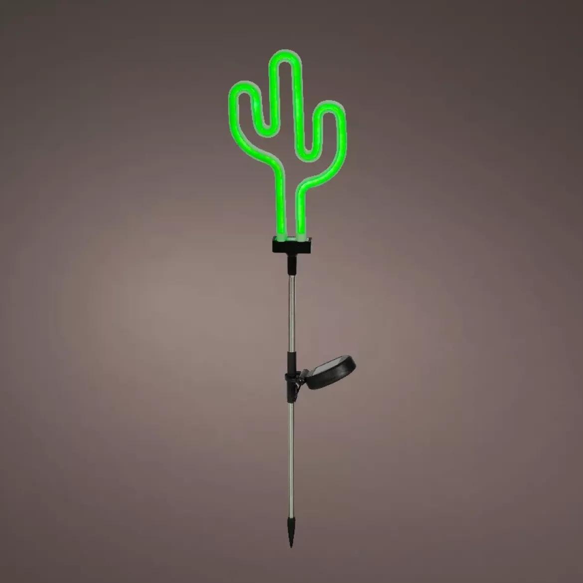 Decorazione luminosa Solare da infilare nel terreno (H73 cm) Cactus neon Verde
