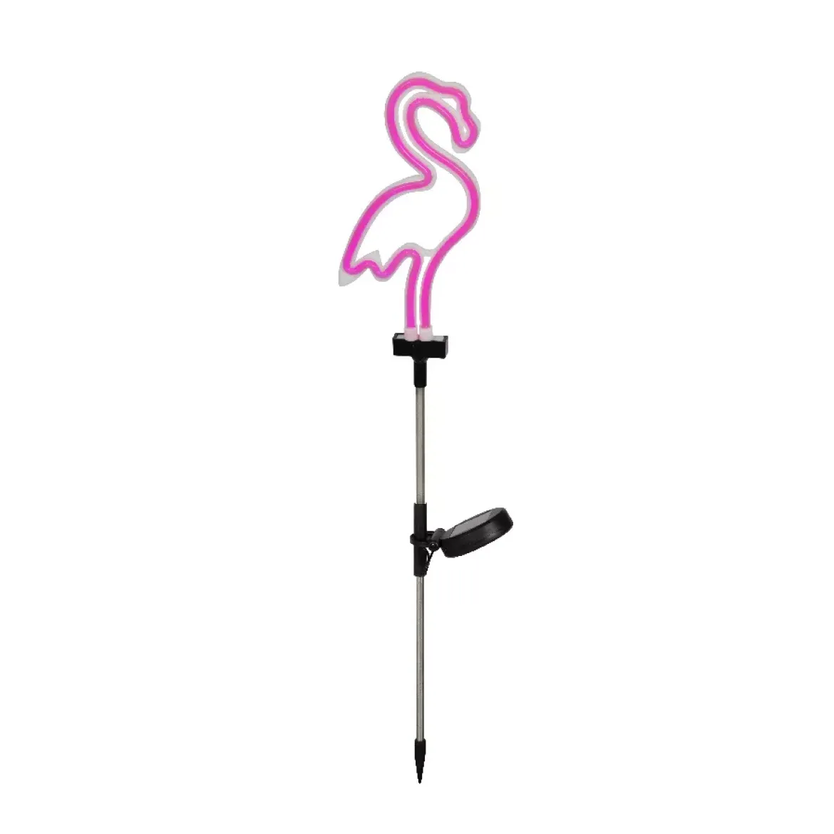 Decorazione luminosa Solare da infilare nel terreno (H74 cm) neon Fenicottero Rosa