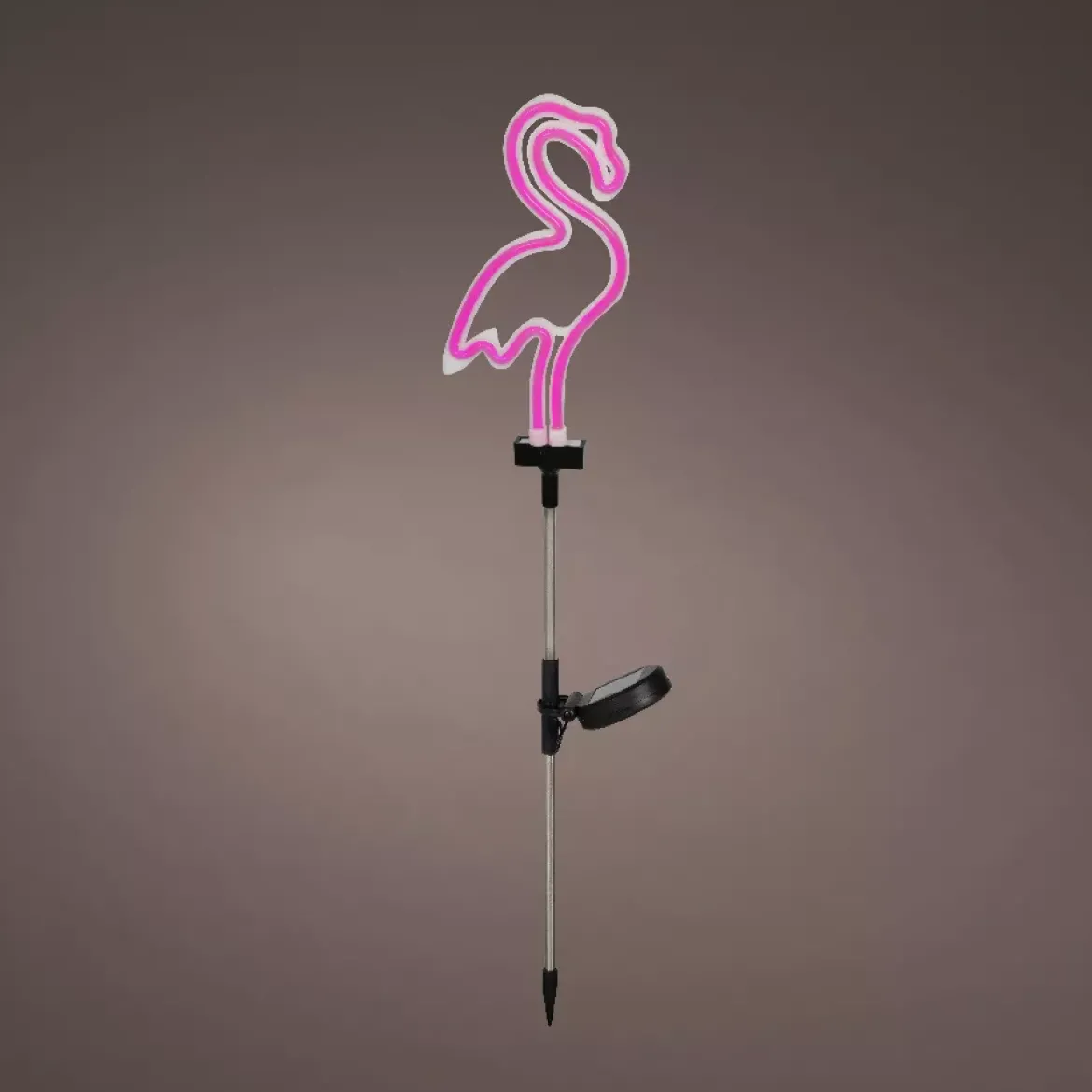 Decorazione luminosa Solare da infilare nel terreno (H74 cm) neon Fenicottero Rosa