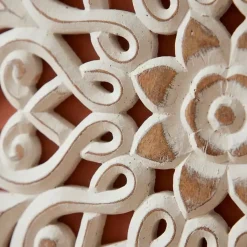 Decorazione murale in legno (L80 cm) Mandala Bianco patinato