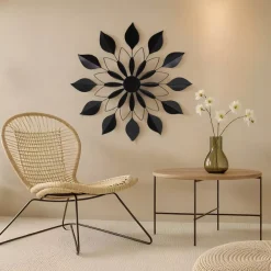 Decorazione murale in metallo (D71 cm) Fiore Nero