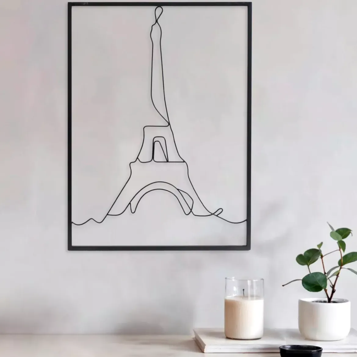 Decorazione murale in metallo (Alt 45 cm) Torre Eiffel Nero