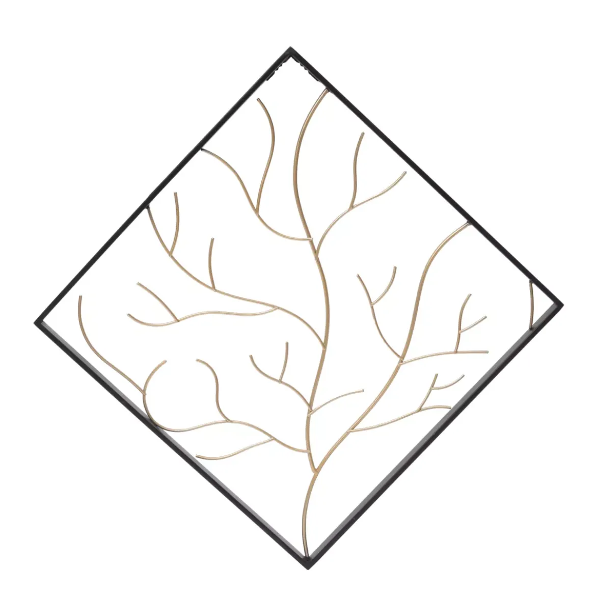 Decorazione murale in metallo (Alt 49,5 cm) Albero contemporaneao Nero e dorato