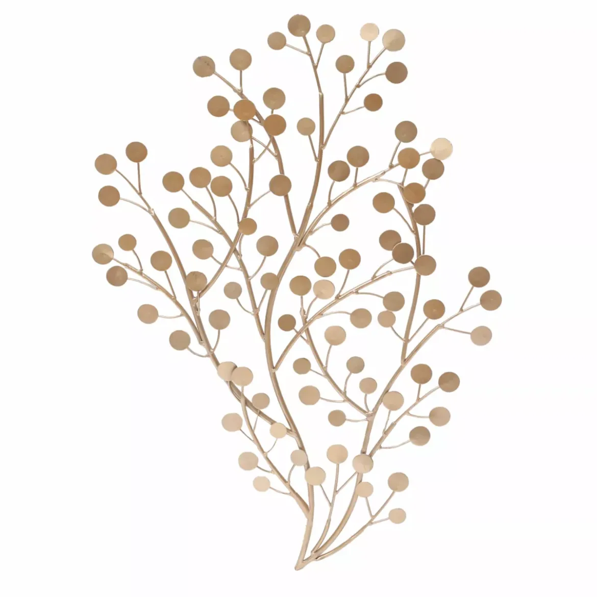 Decorazione murale in metallo (Alt 80 cm) Scultura piccole foglie Oro chiaro