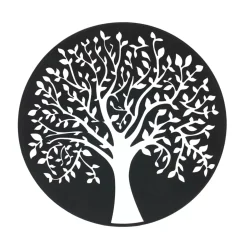 Decorazione murale rotonda in metallo (D60 cm) Albero della vita Nero