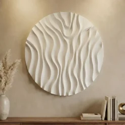 Decorazione murale rotonda in legno (70 cm) Thalora Bianca