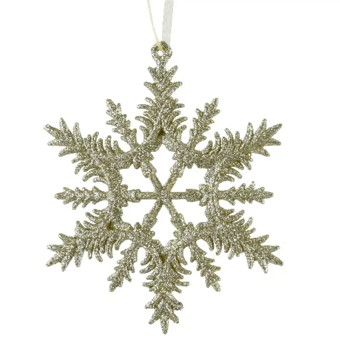 Decorazione natalizia a sospensione (D13 cm) Fiocco di neve dorato con glitter
