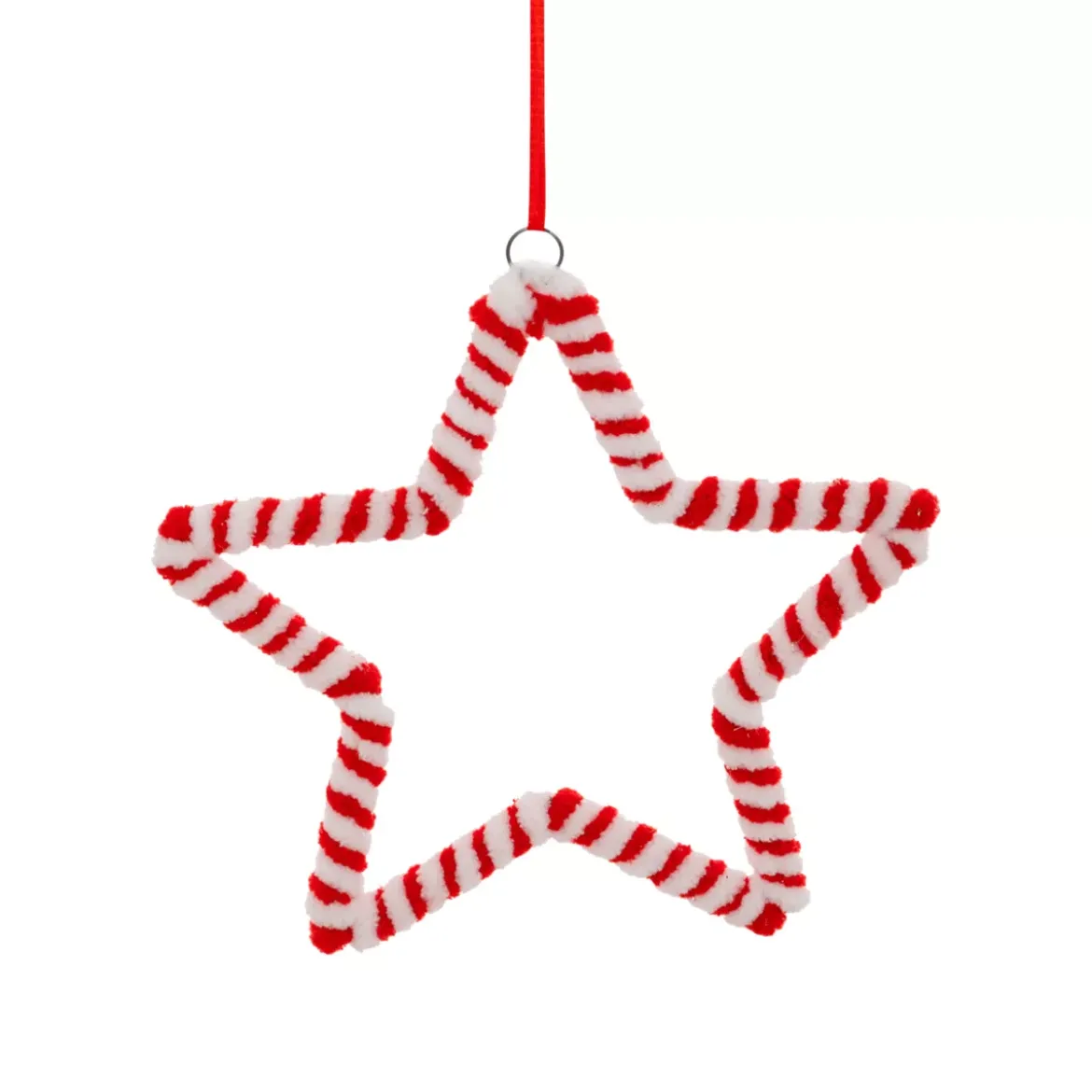Decorazione natalizia da appendere in metallo (D15 cm) Stella di zucchero filato Rosso e bianco