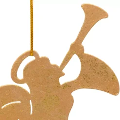 Decorazione natalizia da appendere in metallo (H17 cm) Angelo tromba Dorato