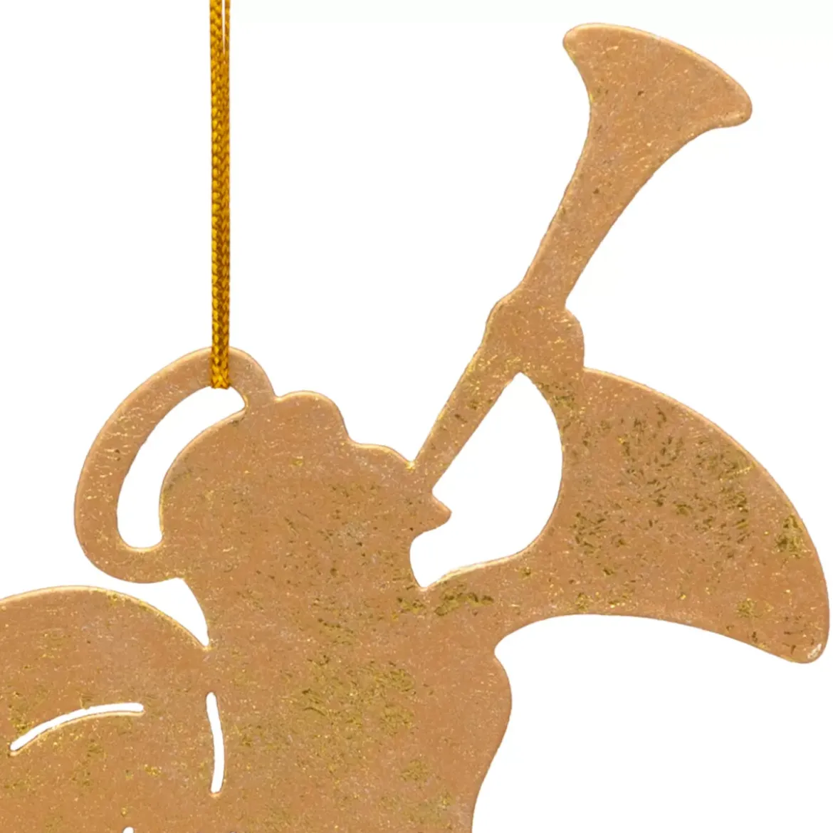 Decorazione natalizia da appendere in metallo (H17 cm) Angelo tromba Dorato