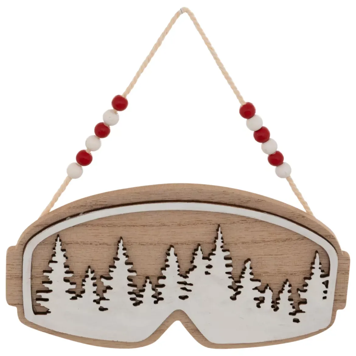 Decorazione natalizia da appendere in legno (H16 cm) Maschera da sci Naturale