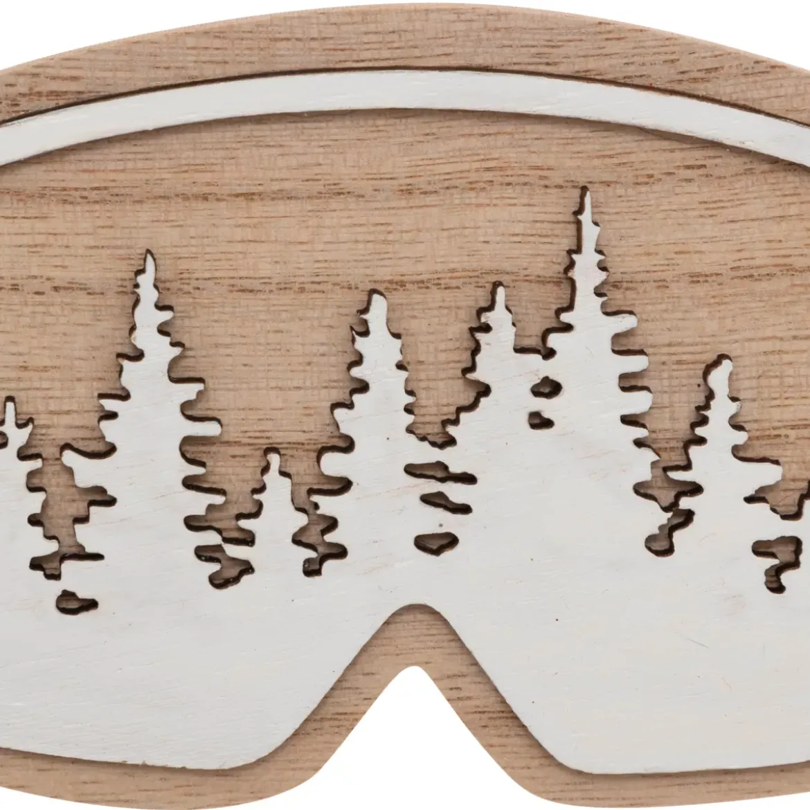 Decorazione natalizia da appendere in legno (H16 cm) Maschera da sci Naturale
