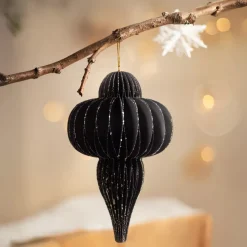 Decorazione natalizia da appendere in carta (H20 cm) chiusura Magnetica Nero
