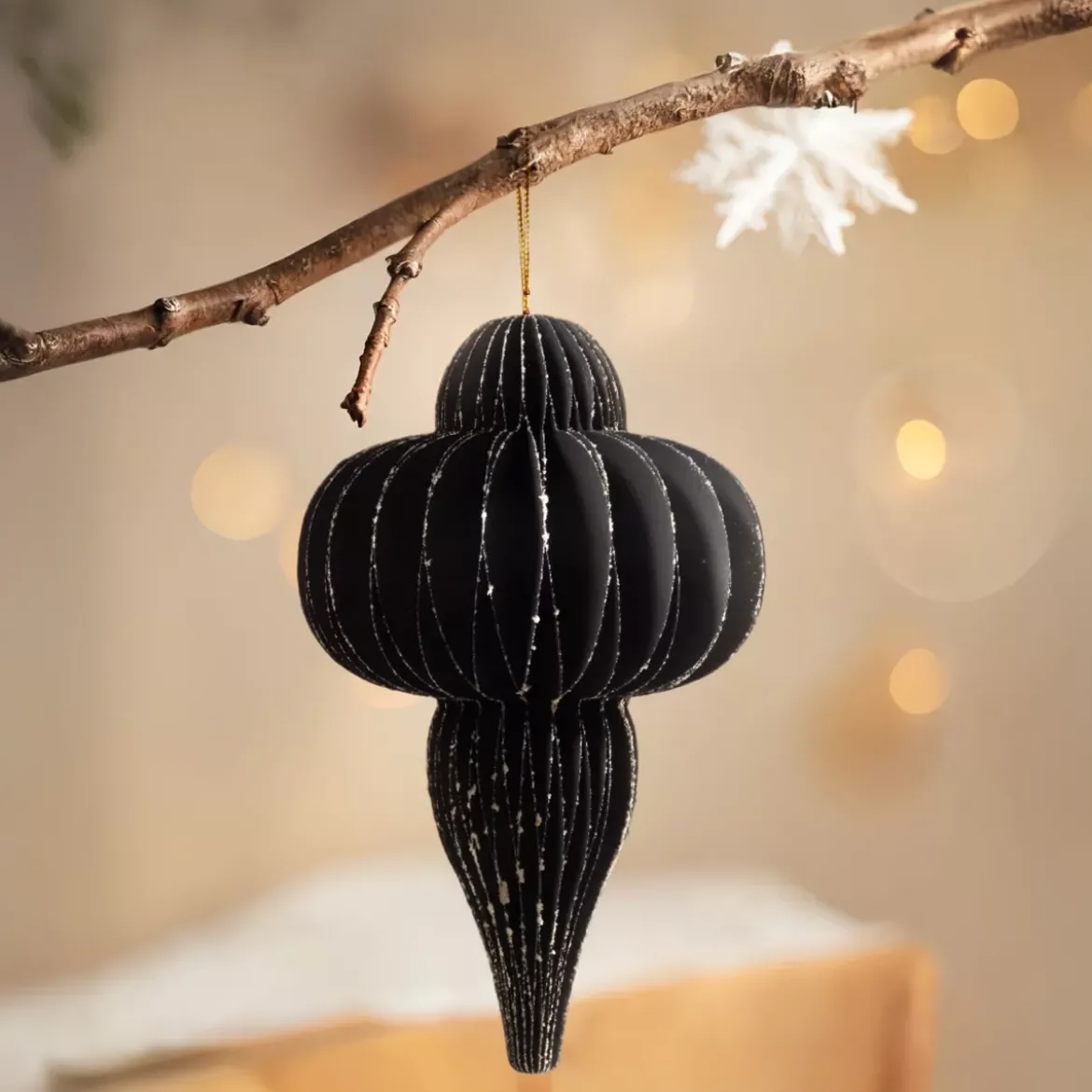 Decorazione natalizia da appendere in carta (H20 cm) chiusura Magnetica Nero