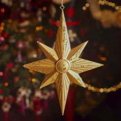 Decorazione natalizia da appendere in metallo (H18 cm) Stella Venezia Oro