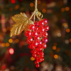 Decorazione natalizia da appendere (H11 cm) Grappolo ghiacciato Rosso e oro