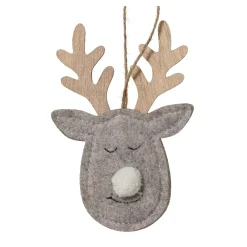Decorazione natalizia in legno (H15 cm) Cervo del bosco Grigio