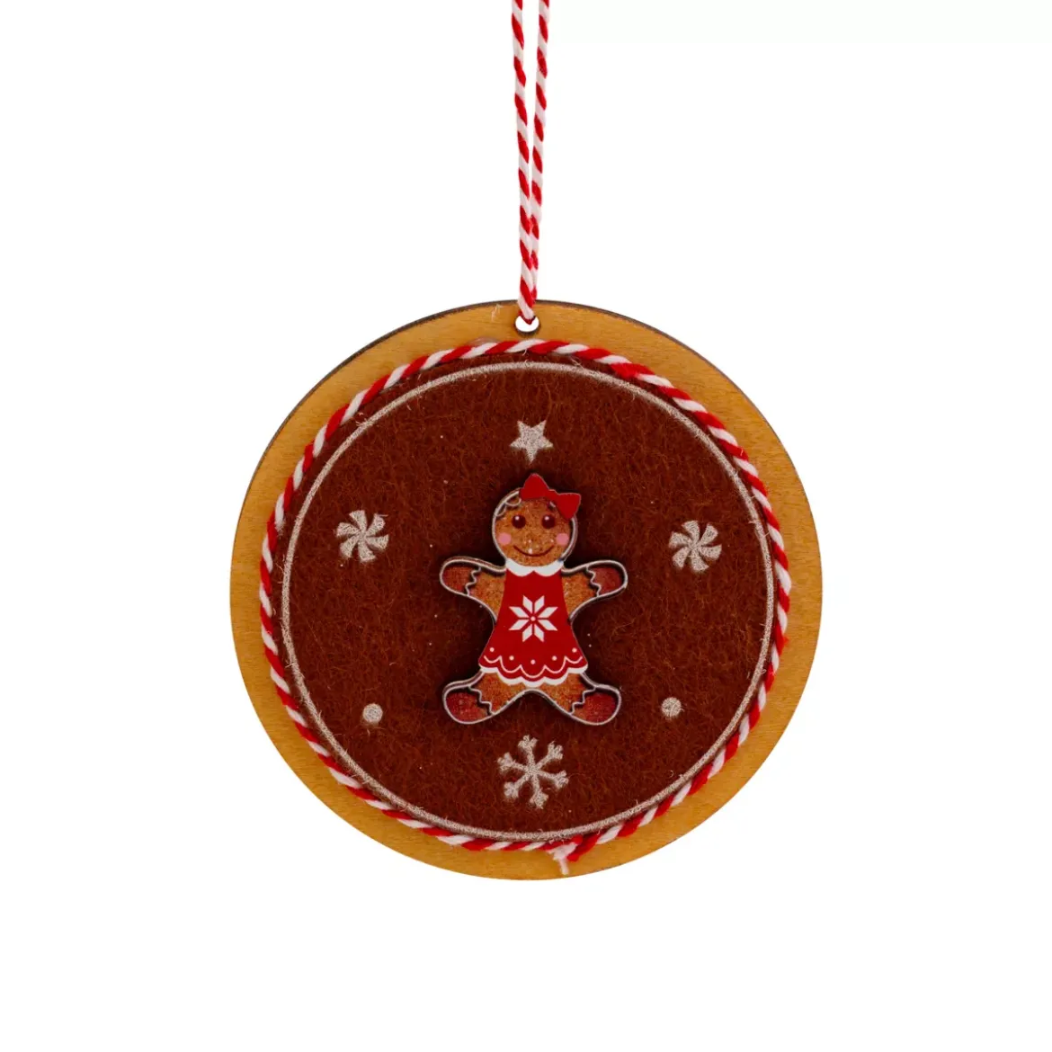 Decorazione natalizia in legno (D9 cm) Tronchetto Pan di zenzero Marrone