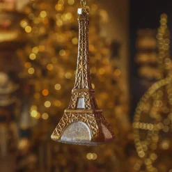 Decorazione Natalizia Sospesa (H16 cm) Torre Eiffel Bronzo