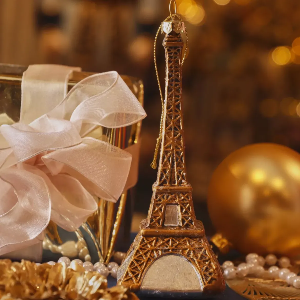 Decorazione Natalizia Sospesa (H16 cm) Torre Eiffel Bronzo
