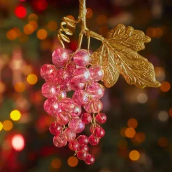 Decorazione natalizia sospesa (H11 cm) Grappolo ghiacciato Fico e oro