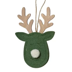 Decorazione natalizia sospesa in legno (H15 cm) Cervo del bosco Verde