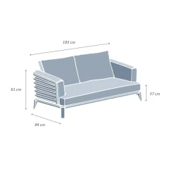 Divano da giardino in alluminio 2 posti Monte Carlo Bianco e beige