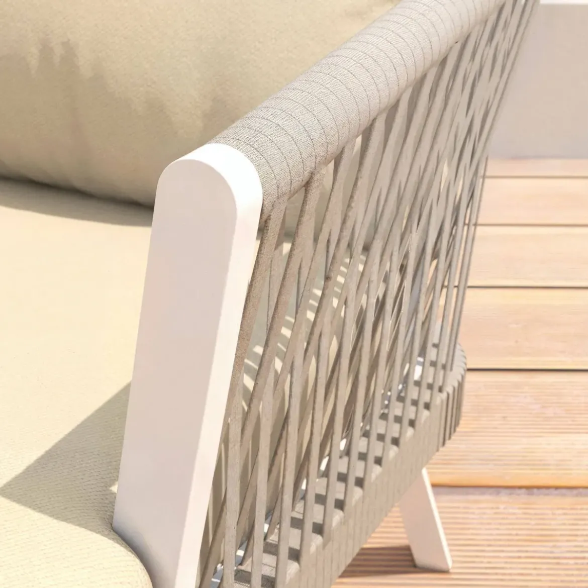 Divano da giardino in alluminio 3 posti Amalfi Bianco e beige