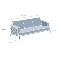 Divano da giardino in alluminio 3 posti Monte Carlo Grigio antracite