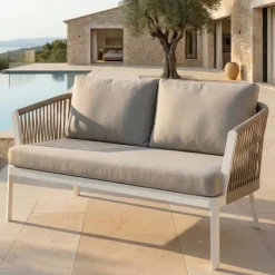 Divano da giardino in alluminio 2 posti Amalfi Bianco e tortora