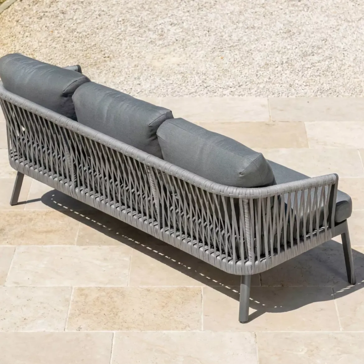 Divano da giardino in alluminio 3 posti Amalfi Grigio antracite