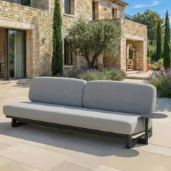 Divano da giardino in alluminio a 3 posti Long Beach Grigio antracite e grigio chiaro