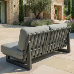 Divano da giardino in alluminio 2 posti Long Beach Grigio antracite e tortora